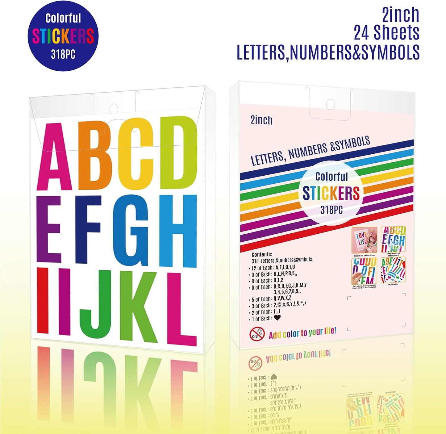 24 Sheets 2 Inch Self Adhesive Letters Stick on Vinyl Letters Capital Letter Stickers Alphabet Sticker Letter Number for Outdoor Poster Mailboxes Crafts