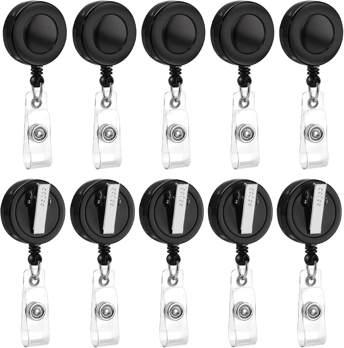 50 Pack Badge Reels Retractable with Swivel Alligator Clip Retractable Badge Holder Reels for Students, Teachers, Office Workers (Black)