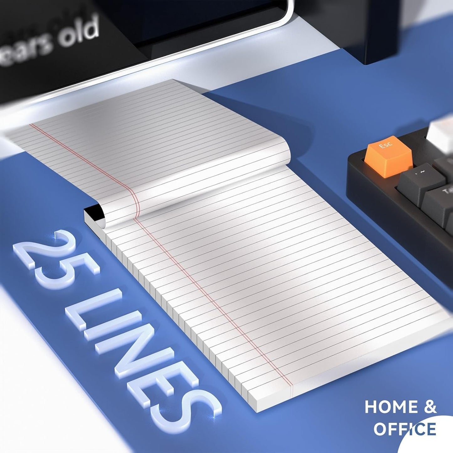 8 Pack Note Pads 5 x 8 Inch Small Legal Pads 5 x 8 White Notepad 5 x 8 Perforated Writing Pads Lined Paper Pads College Ruled Pad Paper 30 Sheets Notebook for Study, To-Do Lists, Office