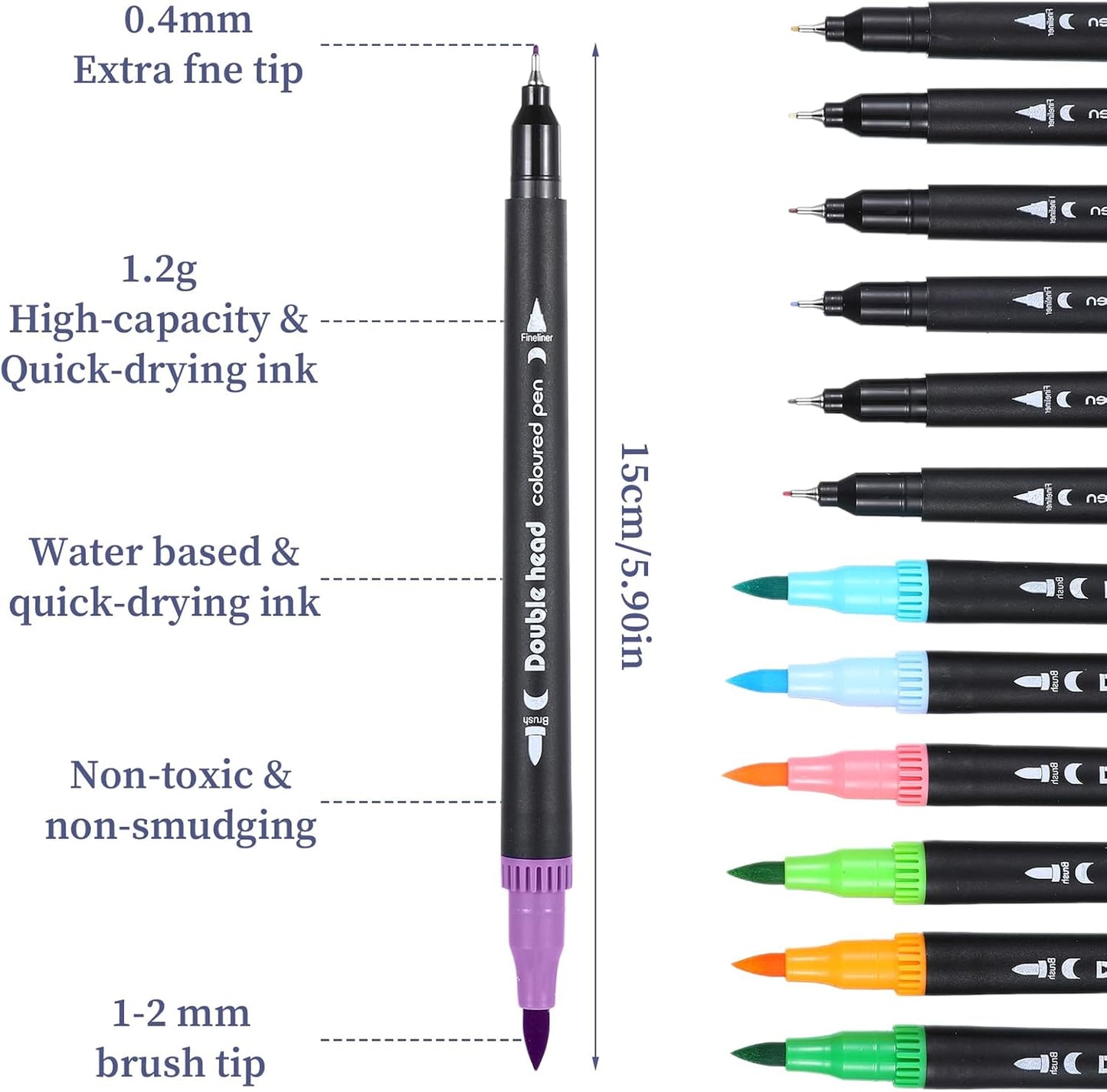 100 Colors Watercolor Paint Markers, Dual Tip Paint Markers with Brush Tip and Fine Tips, Double Brush Marker Pens for Rock, Wood, Canvas, Stone, Glass, Ceramic, DIY Crafts Making, Art Supplies