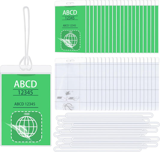 10 Mil Self Laminating Luggage Tags with Loops 2 1/2" x 4 1/4" Self Sealing Laminating Pouches Bag Tags Clear Laminating Tags with Hole for Traveling Business and Student ID Cards (50)