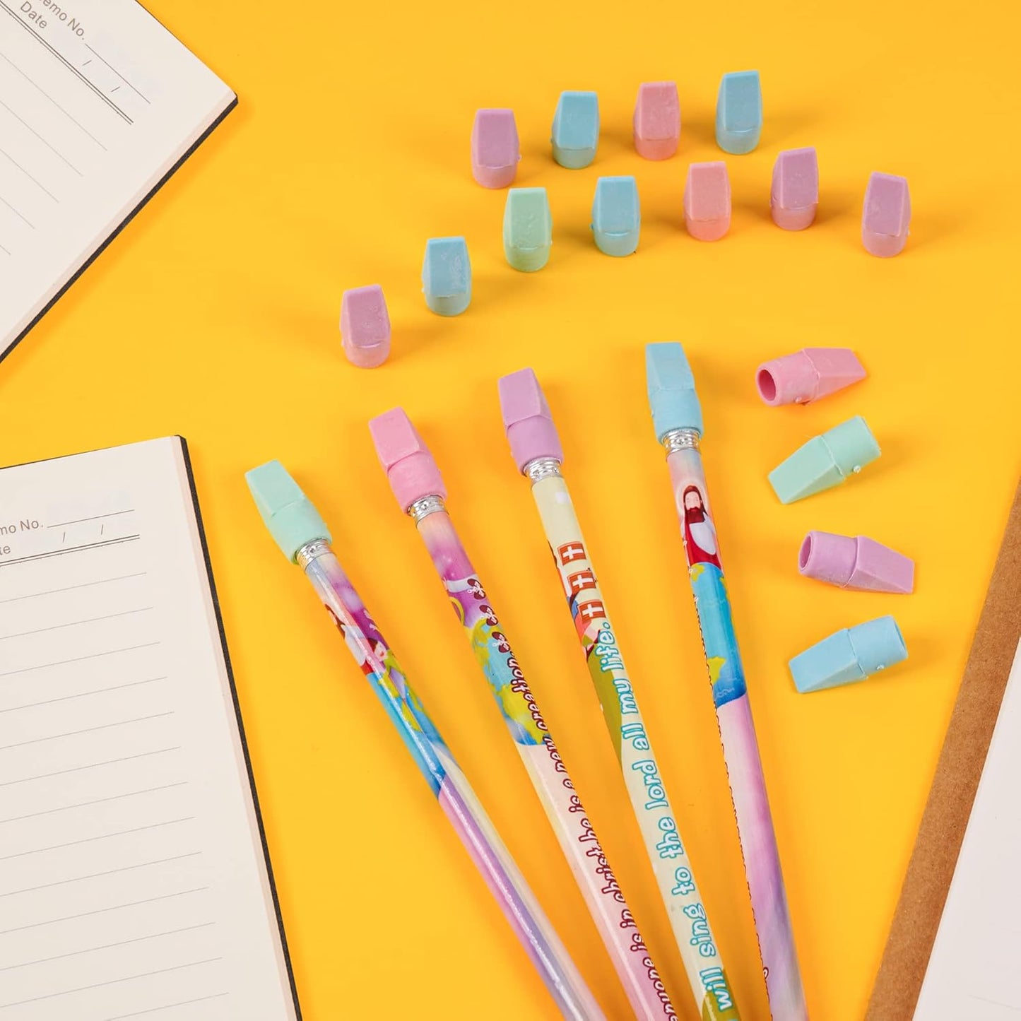 500 Pack Pencil Eraser Caps Pastel Colors Latex Free Pencil Pencil Eraser Toppers Arrowhead Caps Erasers for School Supplies,Light Color