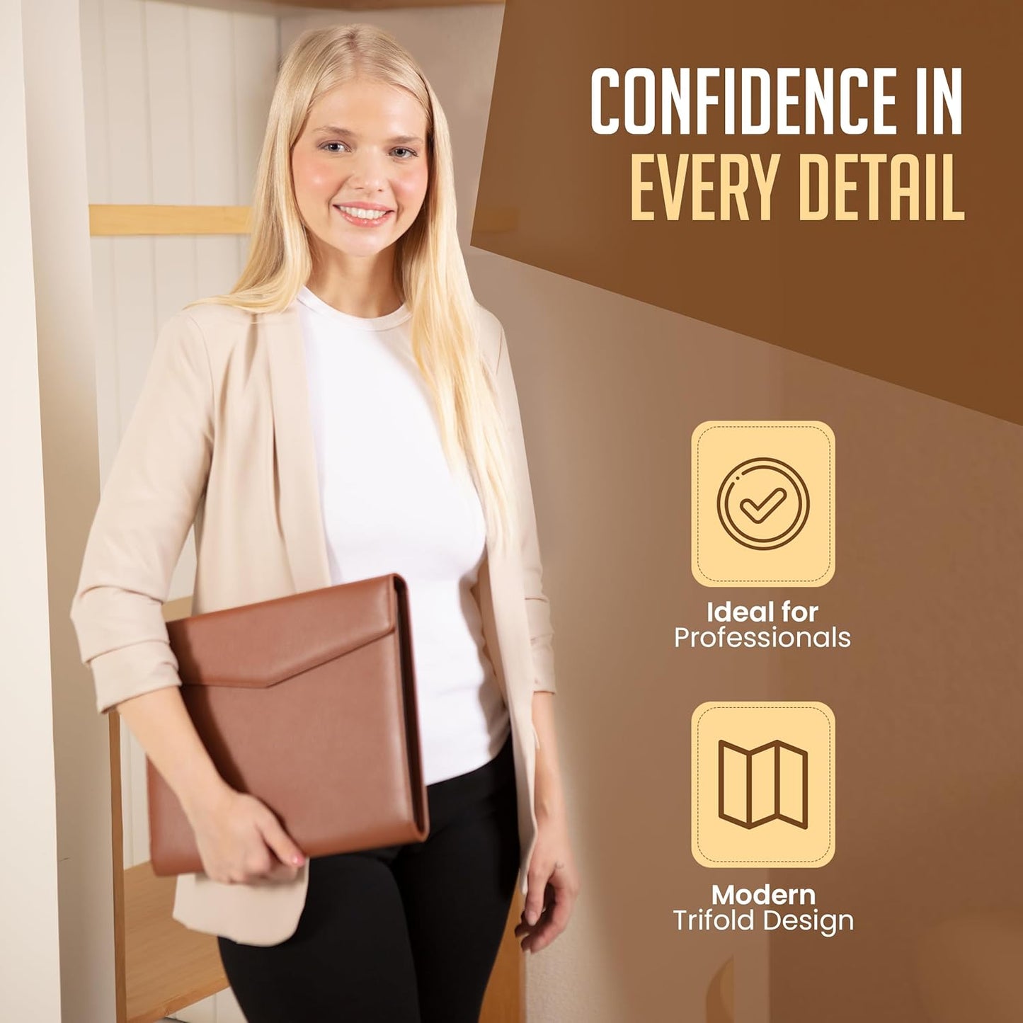 STLYIO Trifold Padfolio - Magnetic Closure. Stretchable Compartment for Tablet, Documents. Elastic Pockets for Phone, Gadgets, Passport, Travel Documents. Letter-Sized Notepad and Gift Box Included.