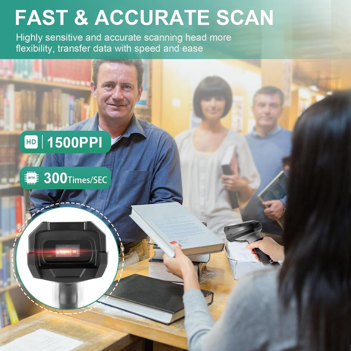 2D Barcode Scanner, Handheld QR Code Scanner USB Wired 1D 2D&PDF417 Data Matrix 640 x 480 Image CMOS Automatic Barcode Reader Plug and Play Bar Code Reader Scanners
