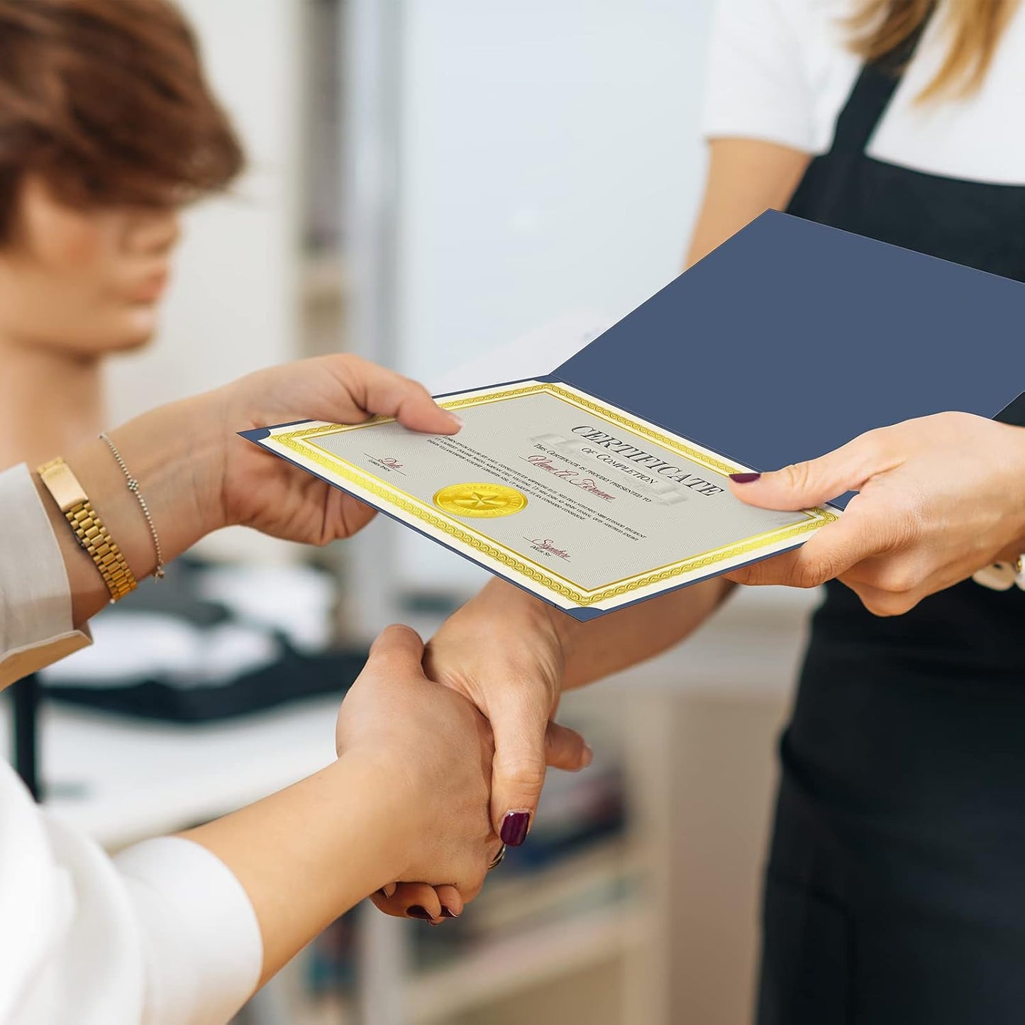 150 Pcs Certificate Kit Include 50 Pcs Certificate Holders Diploma Covers 50 Pcs Certificate Paper with Gold Foil Border and 50 Pcs Embossed Certificate Seal for Graduation, Achievement (Blue)