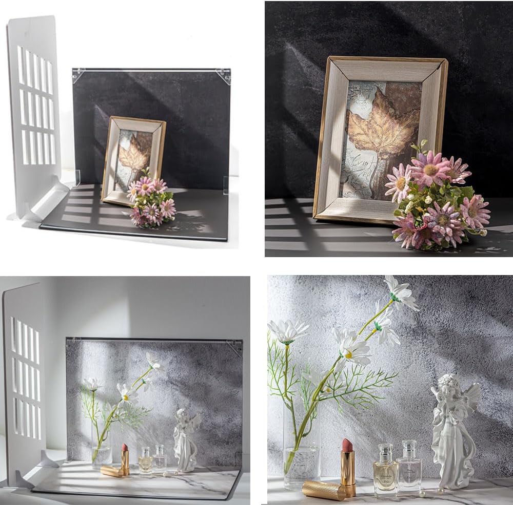 10Pcs 20Patterns Small Product Photography Backdrops Kit Photo Background Food Photography Backdrop Board with Shadow Props and Carrying Bag (16.5X11.7inch)