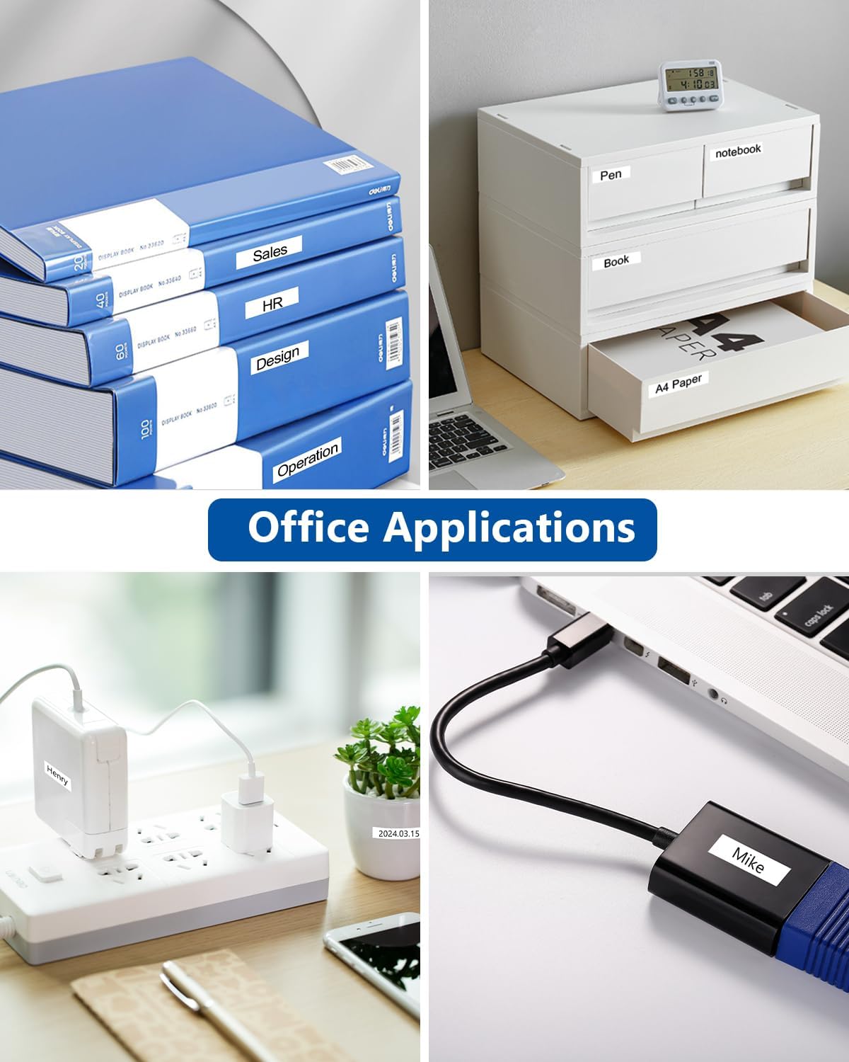 6-Pack TZe TZ Tape 9mm 0.35 Inch Laminated Multi Color Compatible for P Touch Label Tape TZe-121 221 421 521 621 721 for PTouch PT-H110 D210 D220 PT-H103W, Clear/White/Red/Blue/Yellow/Green