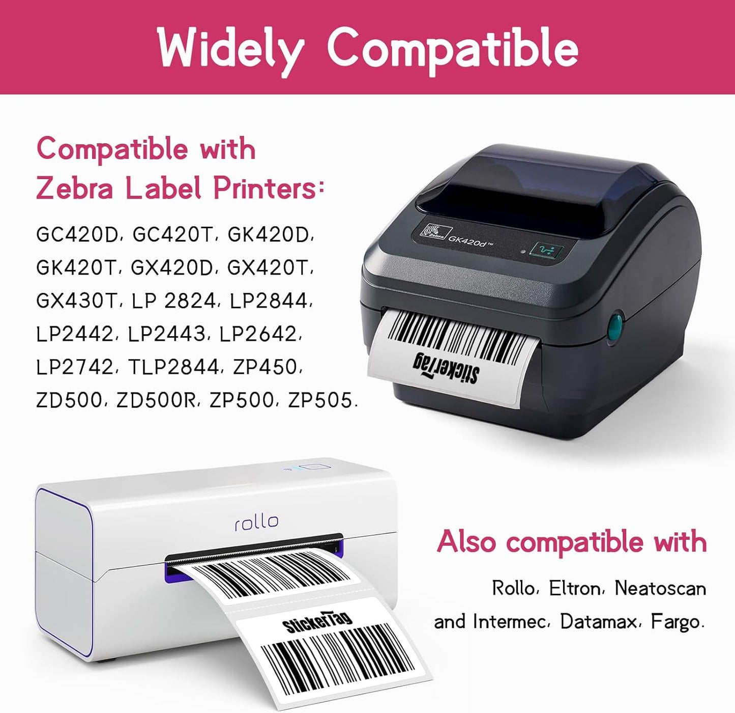12 Rolls 2.25" x 4" Direct Thermal Labels, Shipping Labels Compatible with Zebra & Rollo Label Printers for Mailing Postage Address Barcode
