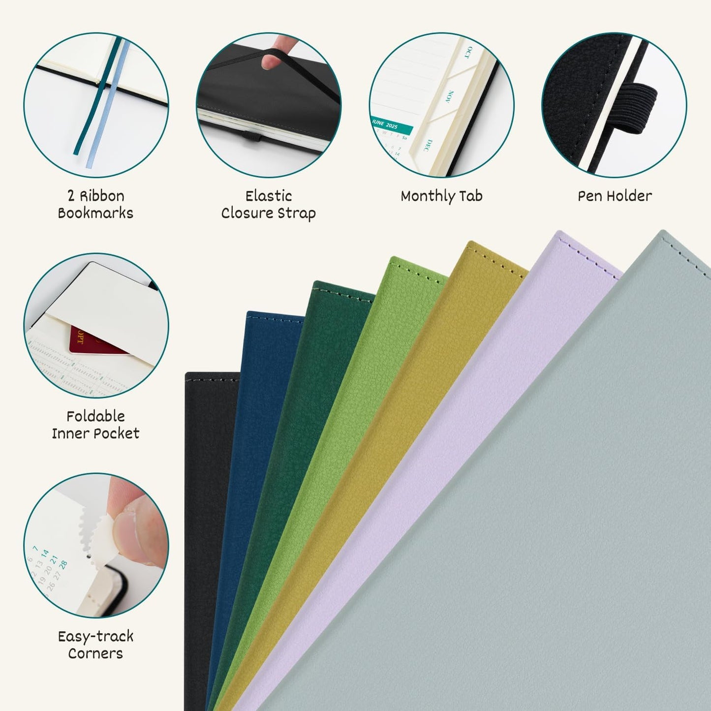 BEZEND Weekly Planner 2025-2026 with 2 Columns, 5.8" x 8.5" Academic Calendar 18 Months (Jul 25-Dec 26) Life Work Appointment Book with Monthly Tab, PU Leather Hardcover - Lilac