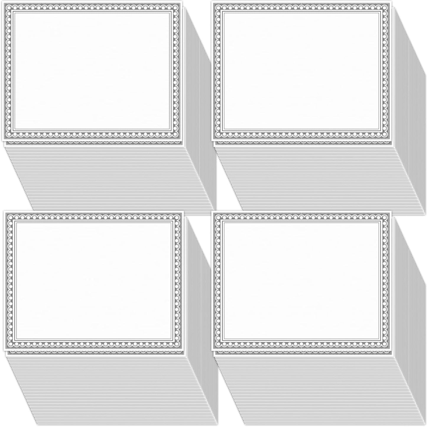 200 Sheet Silver Foil Award Certificate Paper Bulk 8.5 x 11 in for Printing Customizable Blank Cardstock Silver Border Certificate Laser and Inkjet Printer Friendly for Graduation Diploma Achievement