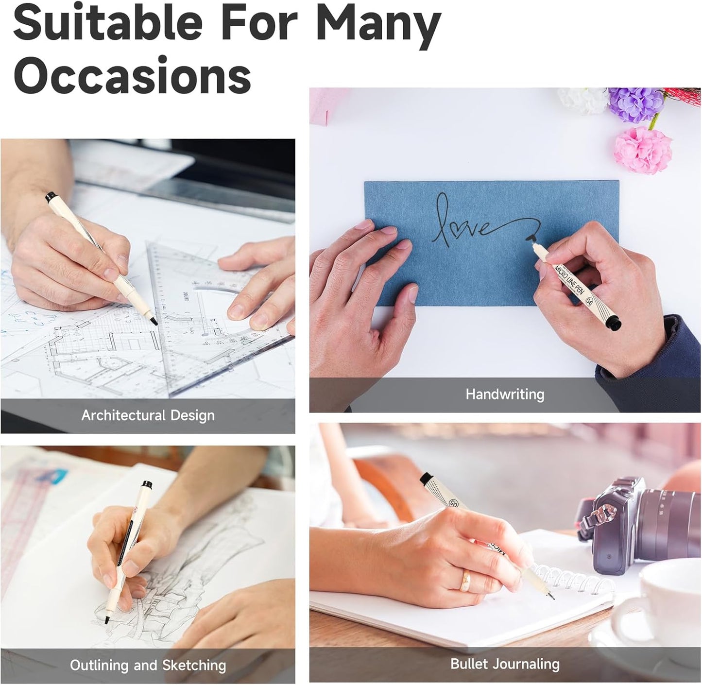 Black Micro Pens Set - 12 Sizes (0.23mm to 5mm), Waterproof Archival Ink, Fine Point Pens for Artists, Illustrators, Sketching, Anime, Manga & Technical Drawing