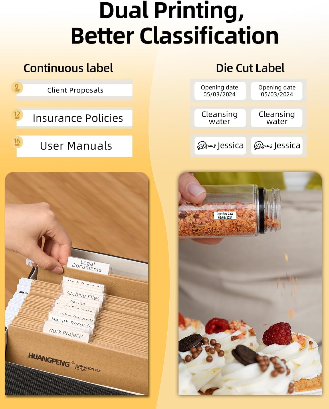 Makeid L1 Label Maker Machine with Tape - Portable & Rechargeable Label Makers Compatible with 9 12 16mm Waterproof Tape - Mini Bluetooth Labeler for Organizing Home Office School