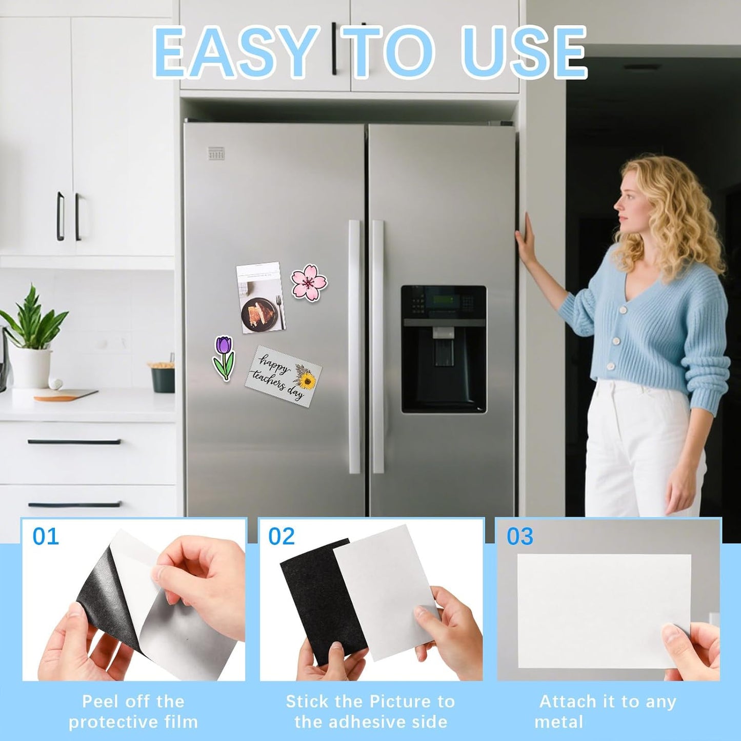 13 pcs Magnetic Sheets with Adhesive Backing 4x6 Inch Flexible cuttable Magnet Sheets Peel and Stick for Stickers Crafts Photos Classroom Decoration