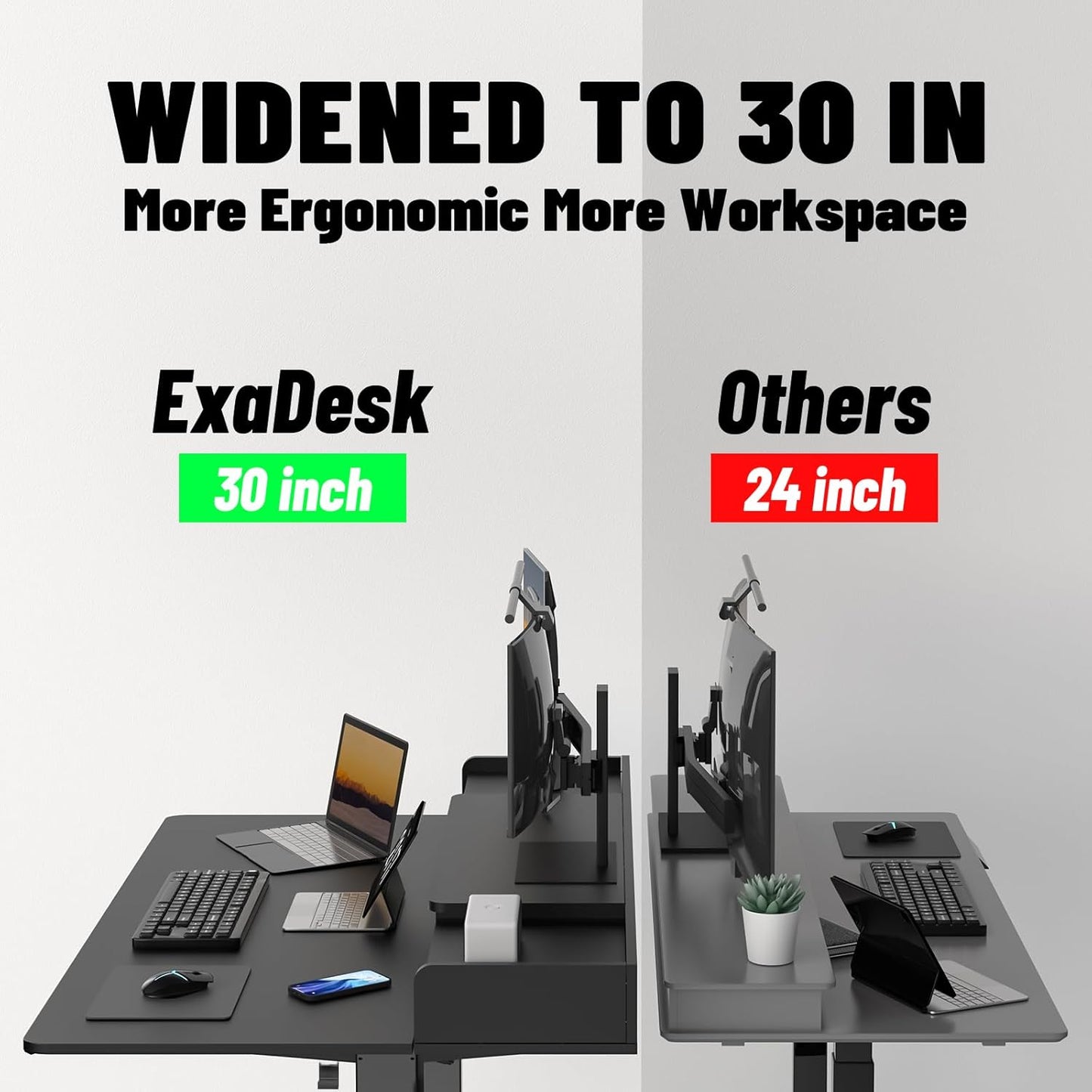 55 x 30 Inch Electric Standing Desk with 2 Drawers, Adjustable Height Widened Stand Up Desk with Storage, Sit to Stand Ergonomic Workstation for Home Office, Classic Black