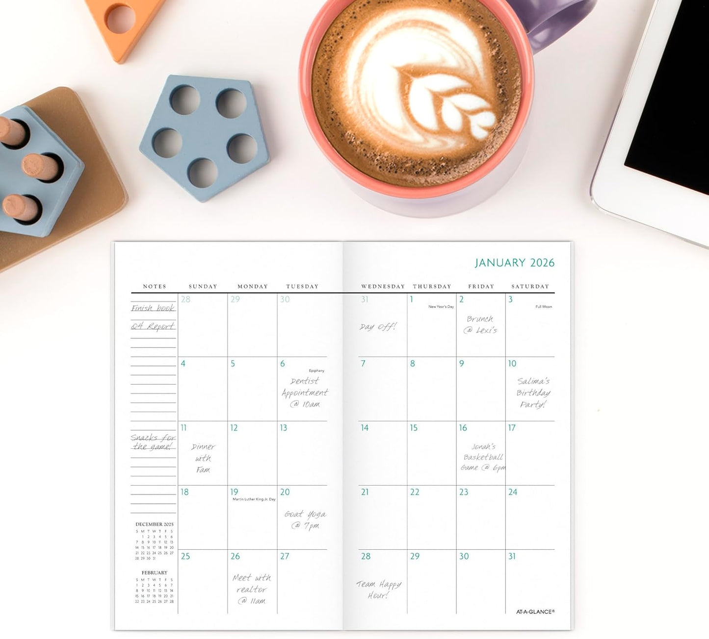 AT-A-GLANCE 2026-2027 Planner, 2 Year Monthly Planner, 3.5" x 6", Pocket Size, BADGE, Floral (1753F-021-26)