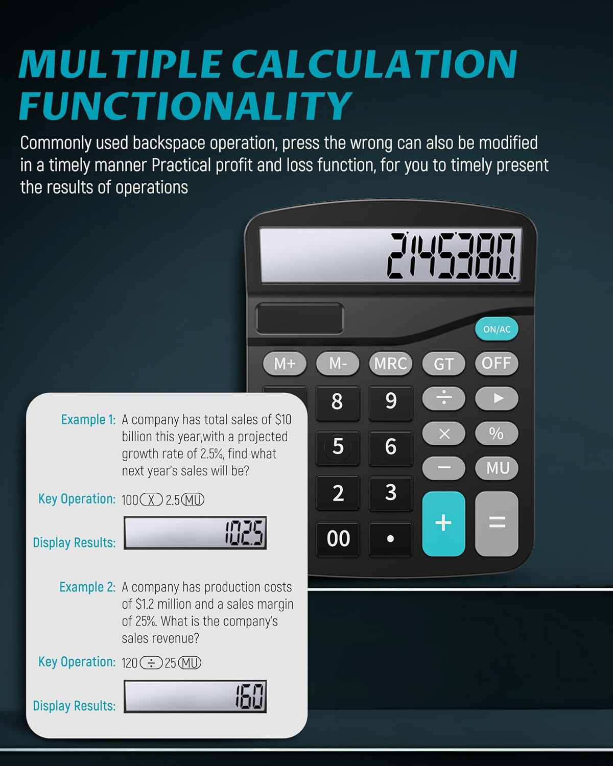 Lichamp Desk Calculators with Big Buttons and Large Display, Office Desktop Calculator Basic 12 Digit with Solar Power and AA Battery (Included), 10 Bulk Pack