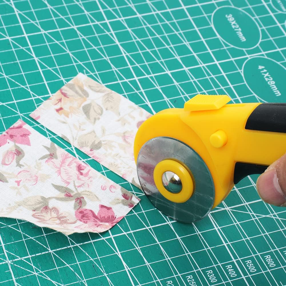AUTOTOOLHOME 45mm Rotary Cutter Automatic Fabric Cutter Quick Change Blades with Safety Lock for Quilting, Sewing, Crafts, Replacement Blades (color02)