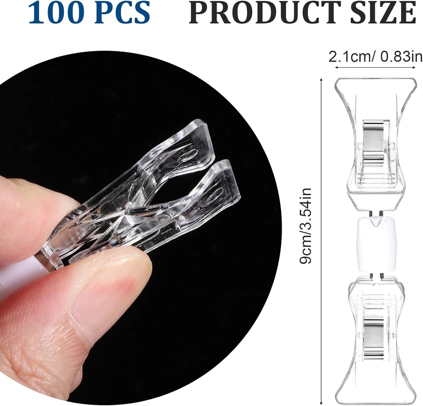 100 Pcs Double Sided Sign Clips - Rotatable Mini Clip Clear Plastic Sign Holder Stand for Label Clothing Business Cards Retail