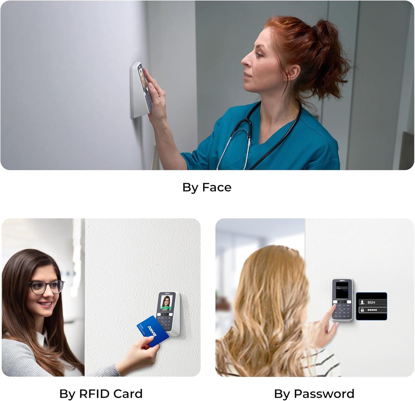 ANVIZ Time Clocks for Employees Small Business - CX5 Clock in and Out Machine - Face + RFID + Pin - Door Access - Biometric Electronic Punch Machine - Forever Free Cloud Software