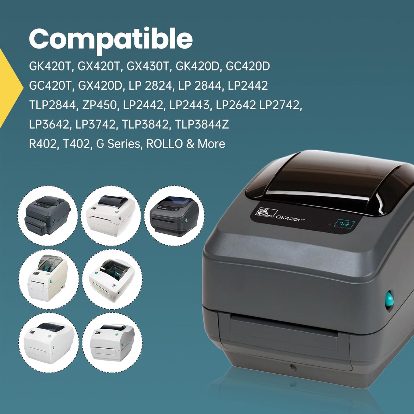 12 Rolls 4" x 2" Thermal Labels - 760 Paper Stickers Per Roll - 4 Rolls - fits Zebra LP2844, GC420, GK420, GX430, ZD220, ZD420, ZD500, ZD620, ZP-500, GT800 Direct Thermal Printers