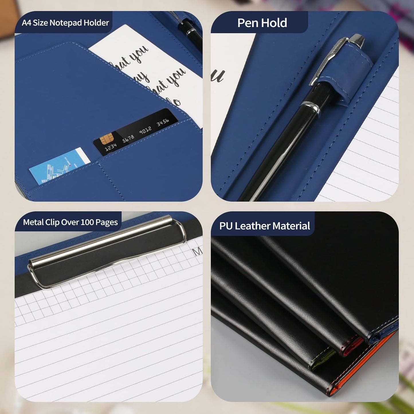 Personalized Padfolio, Customized Leather Clipboard Portfolio Binder add Your Business Logo Text Image for Sales Interview Legal Document A4 Writing Pad for Business Office