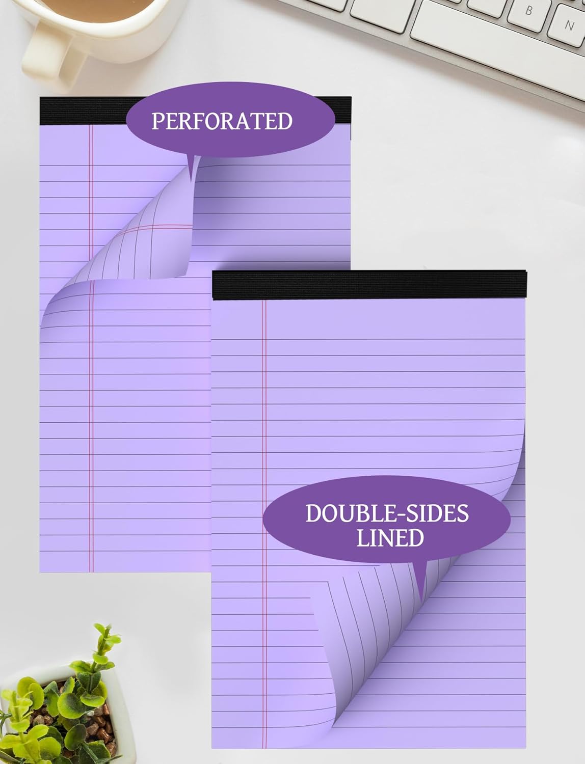7pcs Small Legal Pads 5x8 Note Pads Purple Notepad College Ruled Notepad 5x8 Small Note Pad 5 x 8 Study Back 7 Pack Perforated 5x8 Legal Pad Narrow Ruled Purple Paper Pads 30 Sheets per Writing Pad