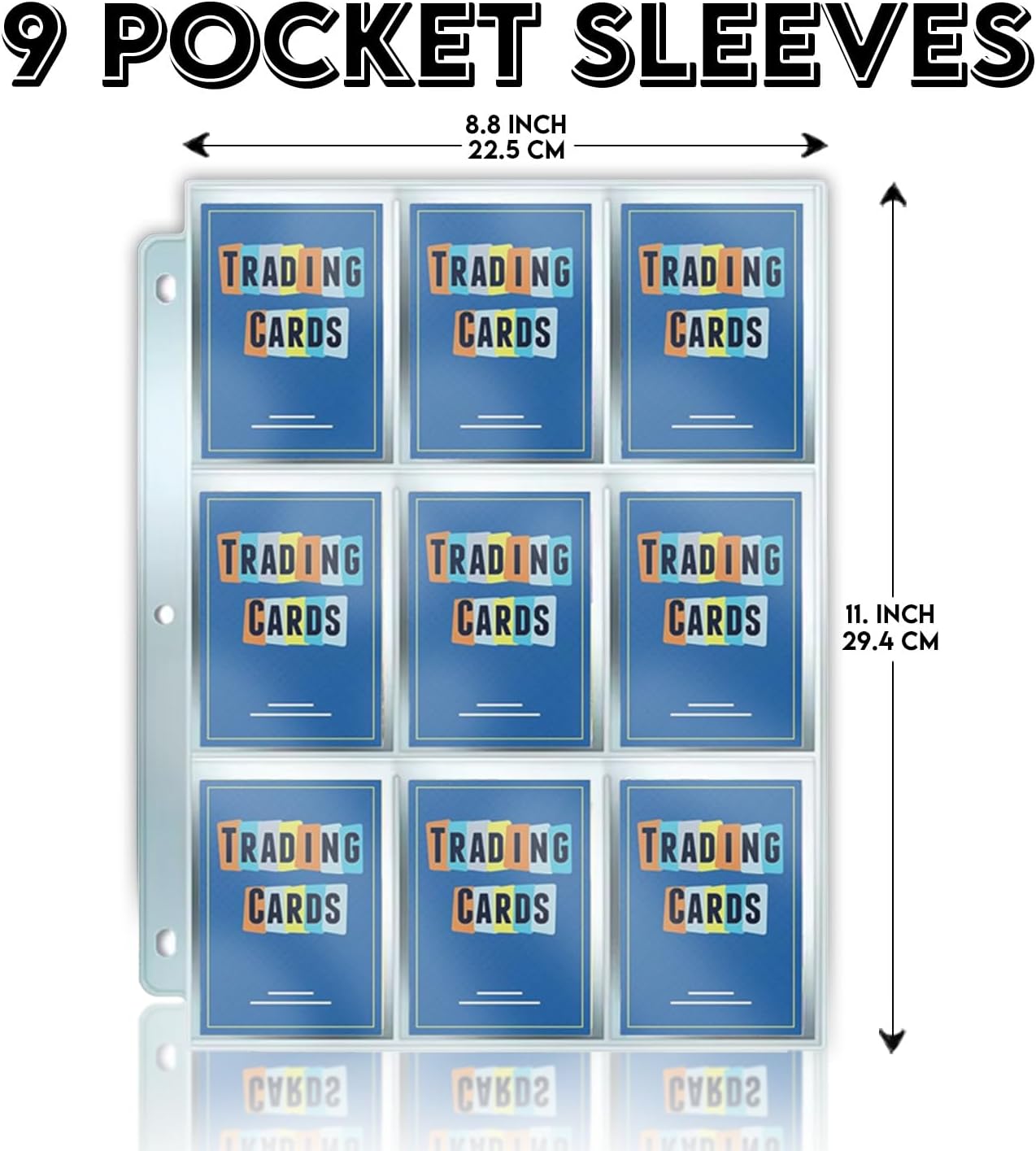 1800 Pockets Trading Card Sleeves, Premium 9-Pocket 100 Pages, Double-Sided Baseball Binder Sleeves, Protectors Binder Sheets for TCG Card Storage - Fits 3 Ring Binder (100 Sheets)