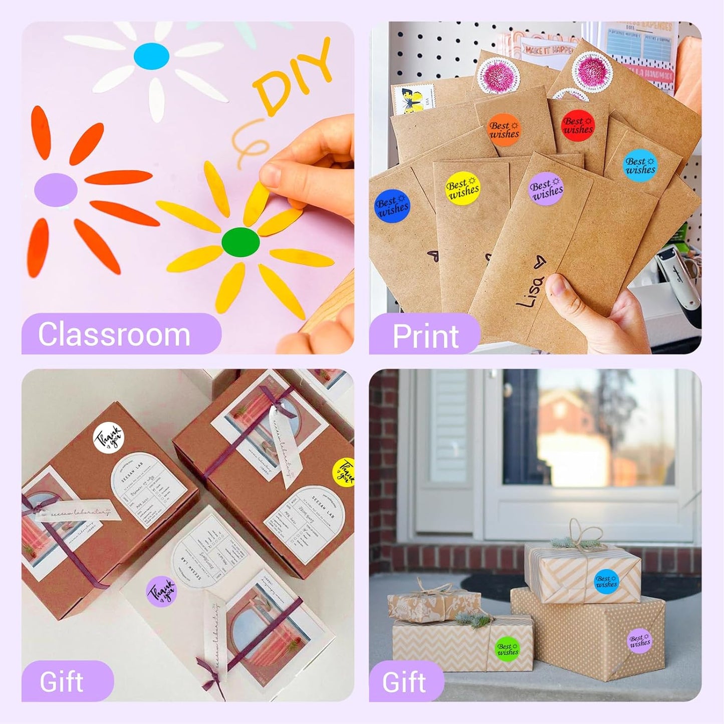 1 Inch Circle Dot Stickers 1000 PCS Color Coding Thermal Labels Dots Writable Printable Small Round Stickers for Office, Classroom, Inventory, Garage, Organizing Storage, Light Purple