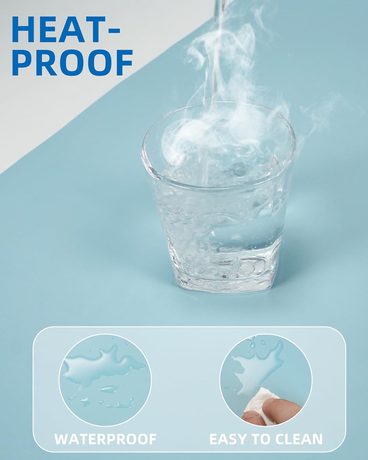 AFIING Leather Desk Pad Protector,Mouse Pad,Office Desk Mat, Non-Slip PU Leather Desk Blotter,Large Desk mat,Waterproof Keyboard mat for Office/Home/Decor (Light Blue,48"" x 17"")