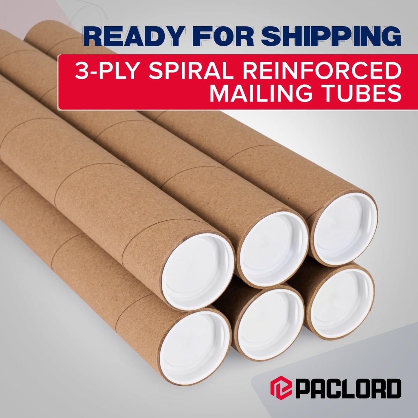 2" x 18" Heavy-Duty Reinforced Cardboard Mailing Tube, Pack of 4 Tubes with 8 Caps – Secure USPS Approved – Great for Shipping and Storing of Prints, Artwork, Posters or Documents