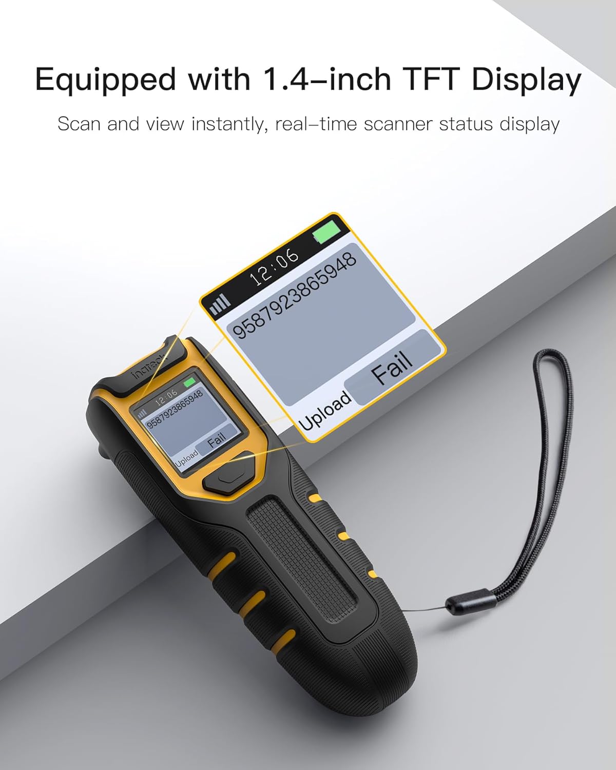 Inateck Barcode Scanner Wireless,Portable Bluetooth Barcode Scanner with Screen,1D 2D QR Code Scanner Kabellos 2.4GHz,Handscanner with APP and SDK, BCST-47
