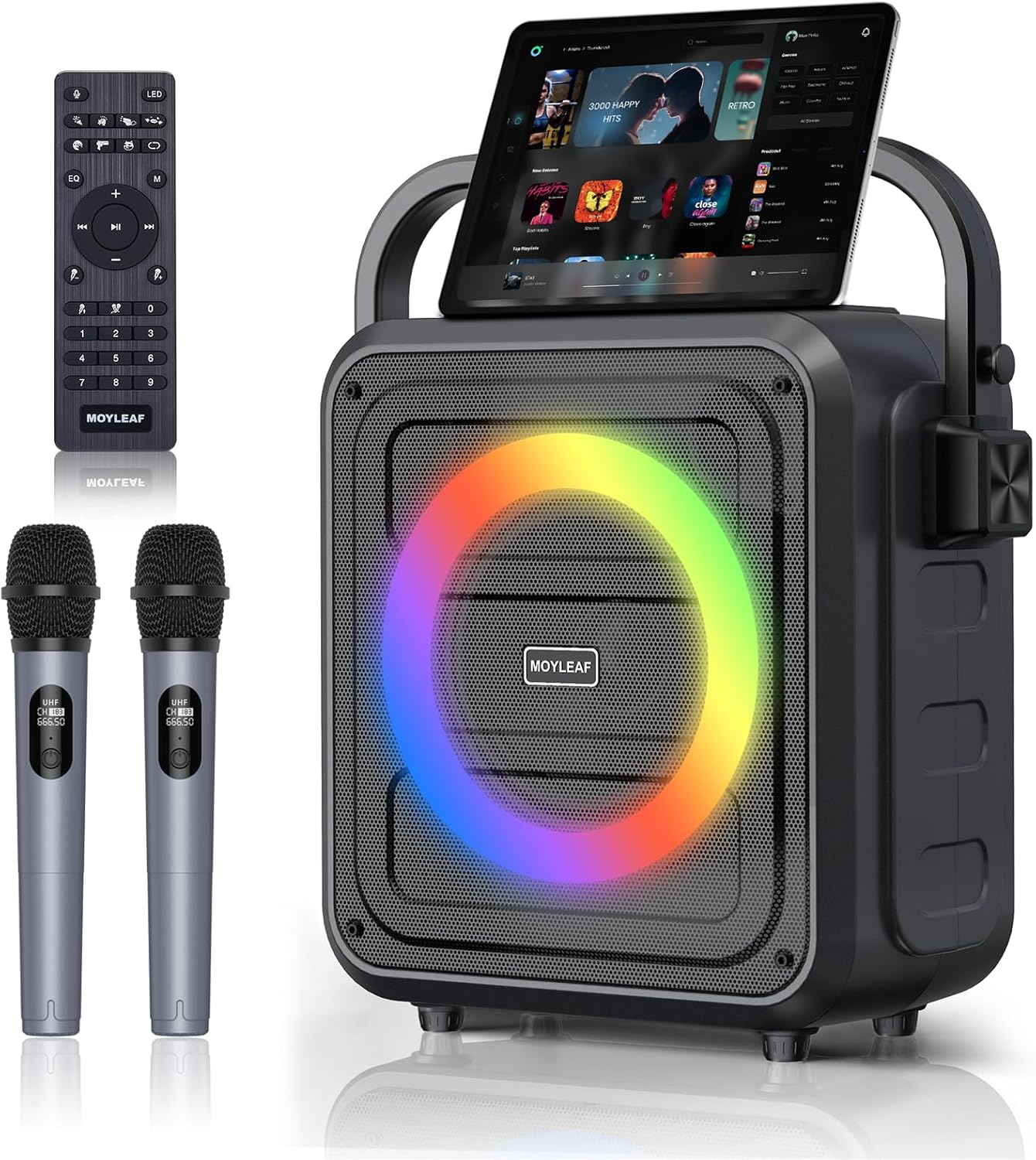 Karaoke Machine,Karaoke Machine for Adults & Kids,Portable Karaoke Speaker with 2 Wireless Microphones,PA System Supports Live/TF Card/USB/AUX//REC/TWS