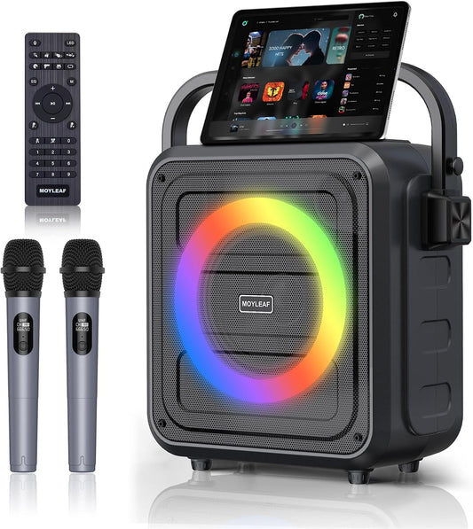Karaoke Machine,Karaoke Machine for Adults & Kids,Portable Karaoke Speaker with 2 Wireless Microphones,PA System Supports Live/TF Card/USB/AUX//REC/TWS