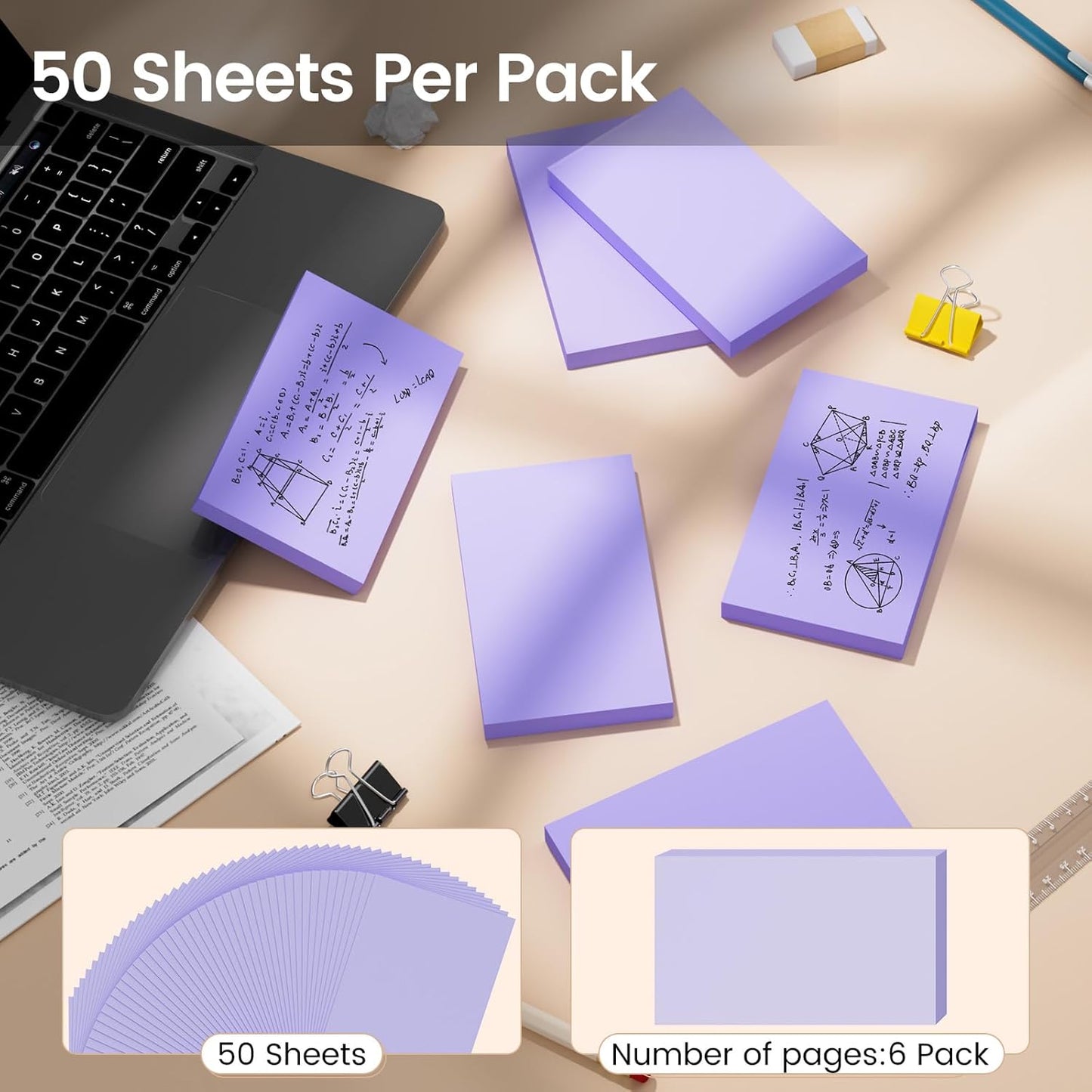 Index Cards 3x5 Inch, 300sheets, Flash Cards, Blank Purple Note Cards Paper For Studying, Schools Supplies, College, Office And Home Organization, Note Taking Supplies