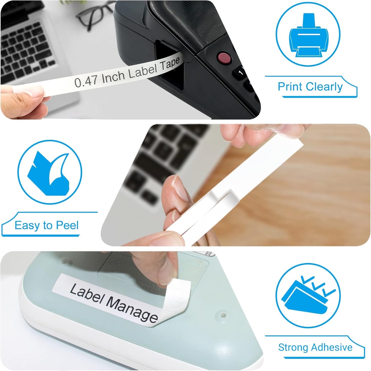 6-PK Replacement for Brother TZe-231 P Touch Label Tape 12mm 0.47 Laminated Black on White, Label Maker Tape TZ-231 for Brother Ptouch Label Maker PT-D220 D210 H110 D400 D600 1880 1900