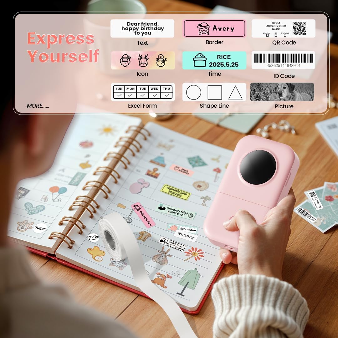 Phomemo Label Maker Machine, D30 Portable Handheld Bluetooth Mini Label Printer, Multiple Templates Smartphone Thermal Small Label Maker for Kids School Items, Classroom Teacher Supplies, Easy to Use