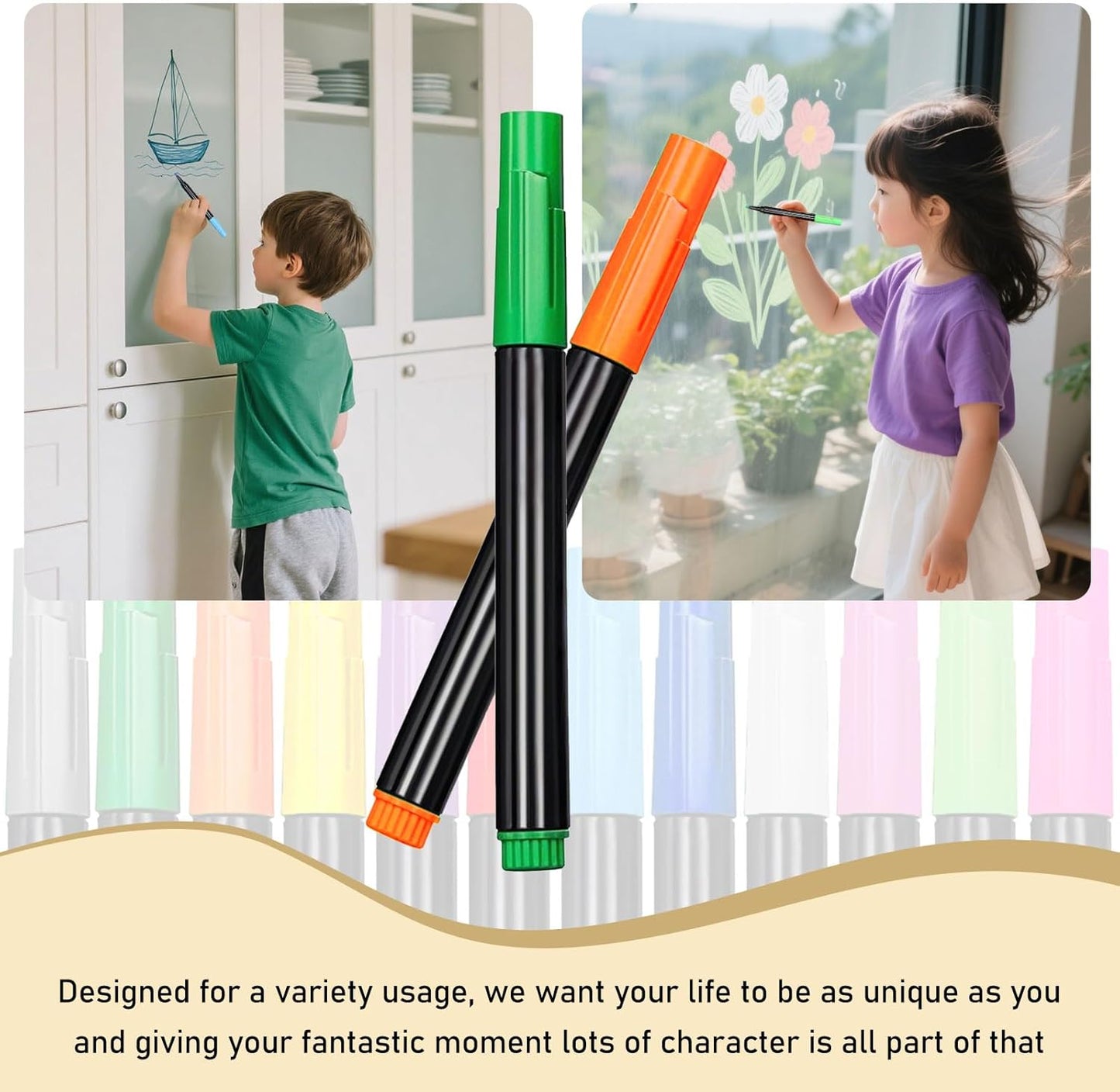 12-Color Markers for LED Note Board with Colors, Compatible with Reusable Doodle Book, Light-Up Acrylic Message Boards,and LED Writing Boards, Neon Markers Erasable Pens