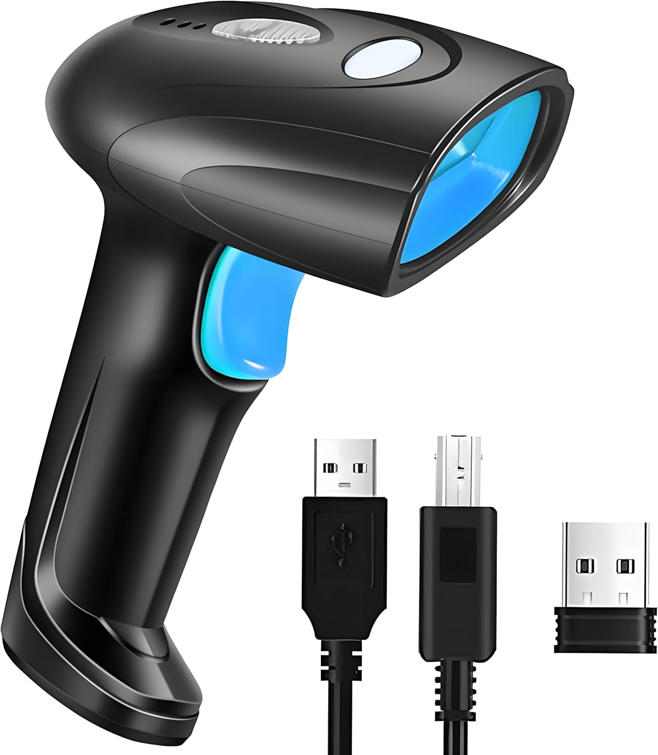 1D Handheld Barcode Scanner – Wireless Range Up to 328ft, Perfect for Retail, Warehouse, and Office Use