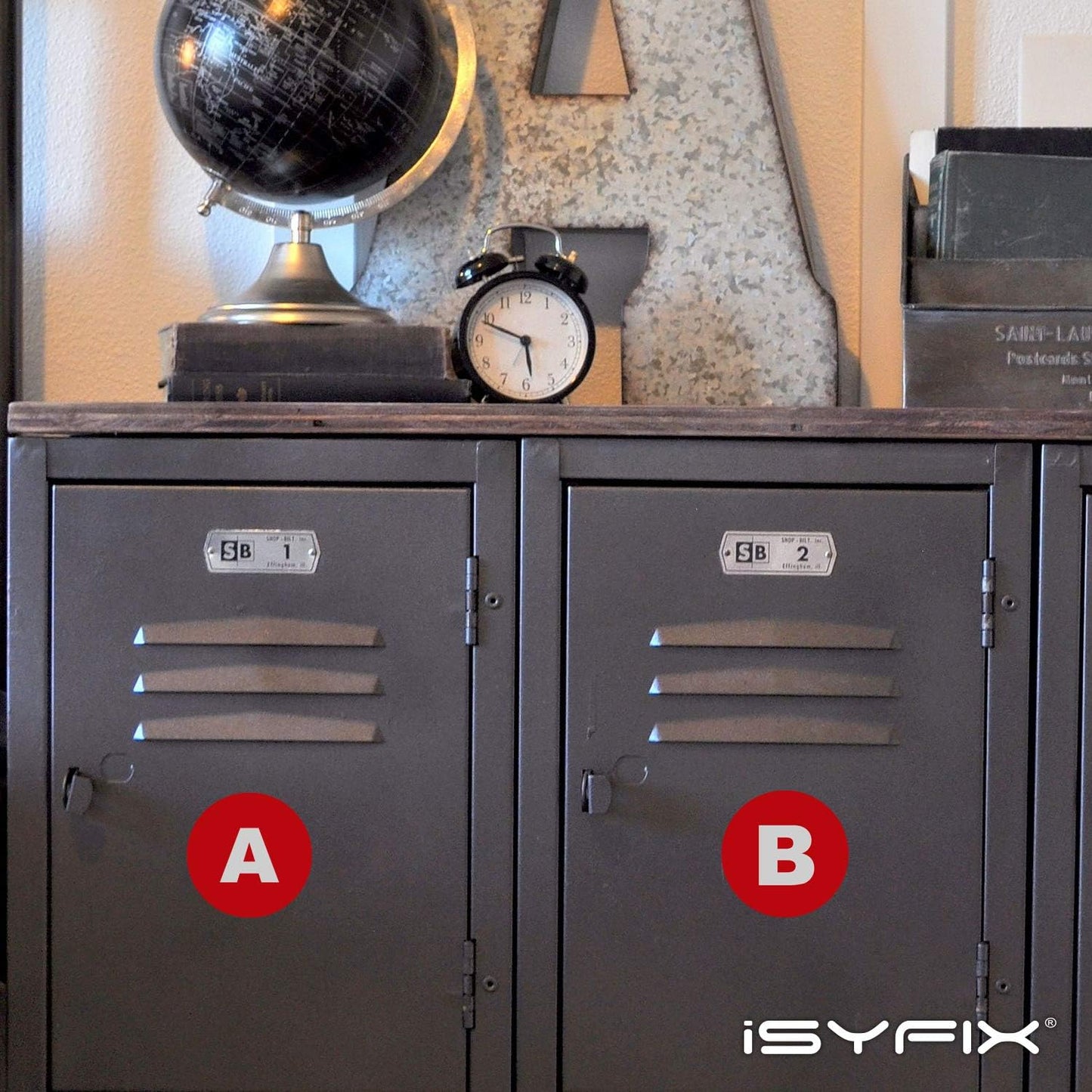 iSYFIX Red Vinyl Letters Stickers - 4 inch Self-Adhesive, A to Z, 4 of Each Letter - Premium Decal for Indoor & Outdoor, For Inventory, Storage, Organizing, Alphabet for Boxes, Toolbox, Lockers & More