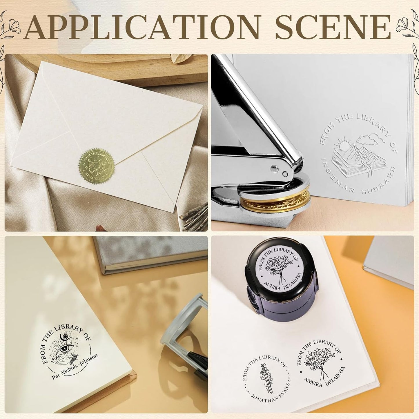 HJX Book Embosser Personalized - Custom Embosser for Books Customize Personal Book from The Library of Stamp (01-Embosser)