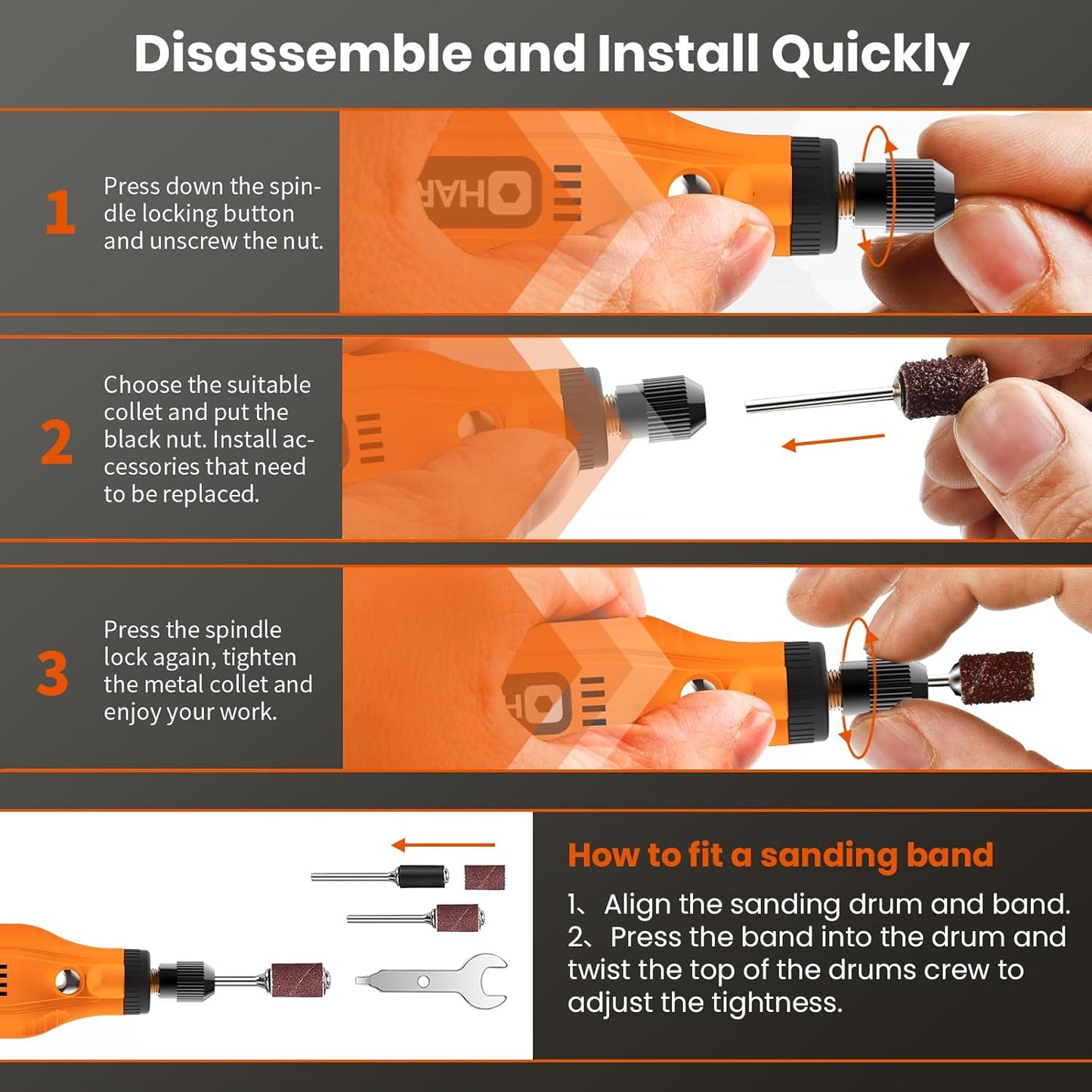 HARDELL Mini Cordless Rotary Tool, 5-Speed and USB Charging with storage case, Multi-Purpose 3.7V Power Rotary Tool for Sanding, Polishing, Drilling, Etching, Engraving, DIY Crafts