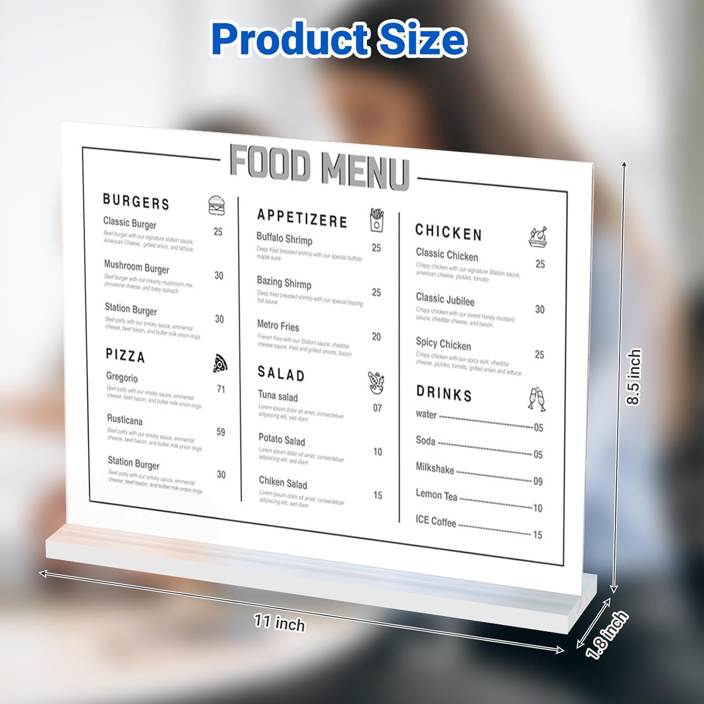 10 Pack Acrylic Sign Holder 11 x 8.5 Horizontal, Double-Sided Clear Sign Holder Plastic Stands for Display, T Shape Acrylic Table Sign Stands for Office Store Restaurants Wedding Party Decoration