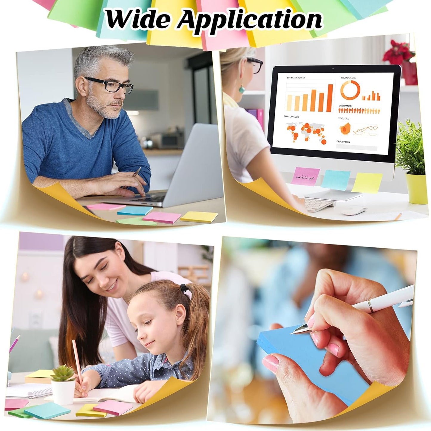 120 Pads Sticky Notes Bulk 1.5 x 2 Inch Mini Self Stick Note Small Assorted Bright Colors Paper Memo for Office School Notebook Supplies 50 Sheets/pad (Classic Color)