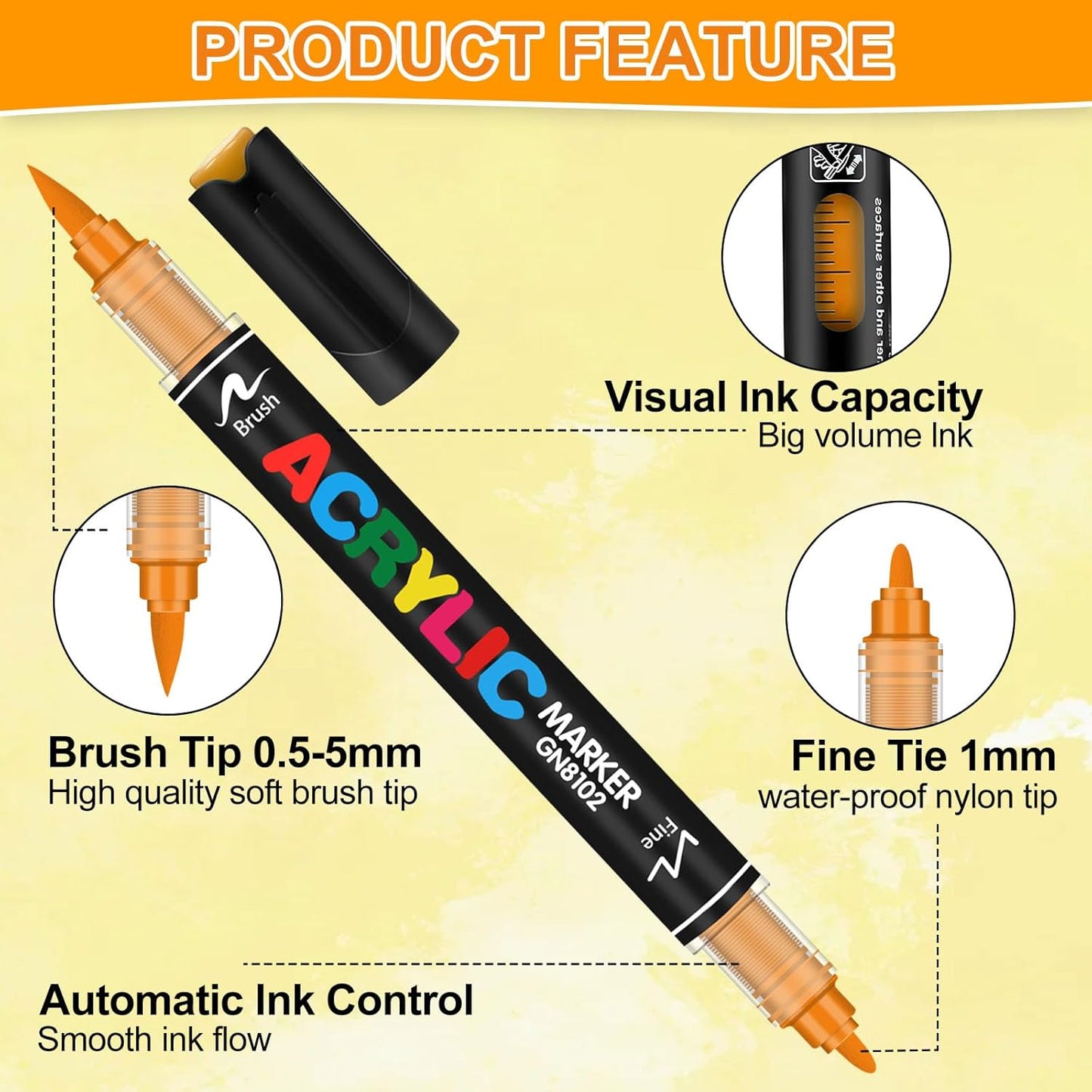 120 Colors Dual Tip Acrylic Paint Pens, 0.5-5MM Brush Tip & 1 MM Fine Tip Acrylic Paint Markers for Stone, Glass, Canvas, Rocks, Wood & More – Vibrant paint Markers and PAINT PENS for Crafting & DIY