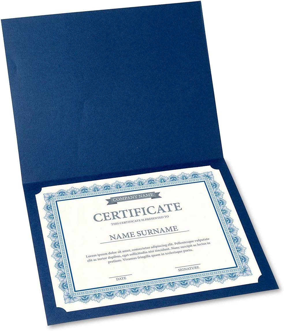 Intricate Blue & White Parchment Certificate Papers - Pack of 25, Laser & Inkjet Printer Compatible, For Office, Business Awards, Graduation, School Diplomas, 8-1/2" x 11" on 60 lb. Text Stock