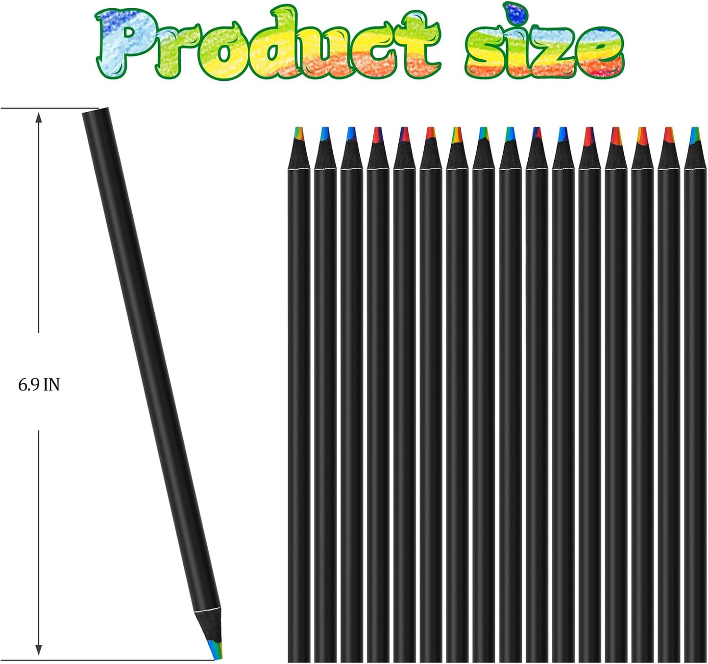 7 Color in 1 Rainbow Colored Pencils, Black Wooden Pencils, Multicolored Art Supplies for Coloring Drawing Sketching, Pre-sharpened 16Pcs