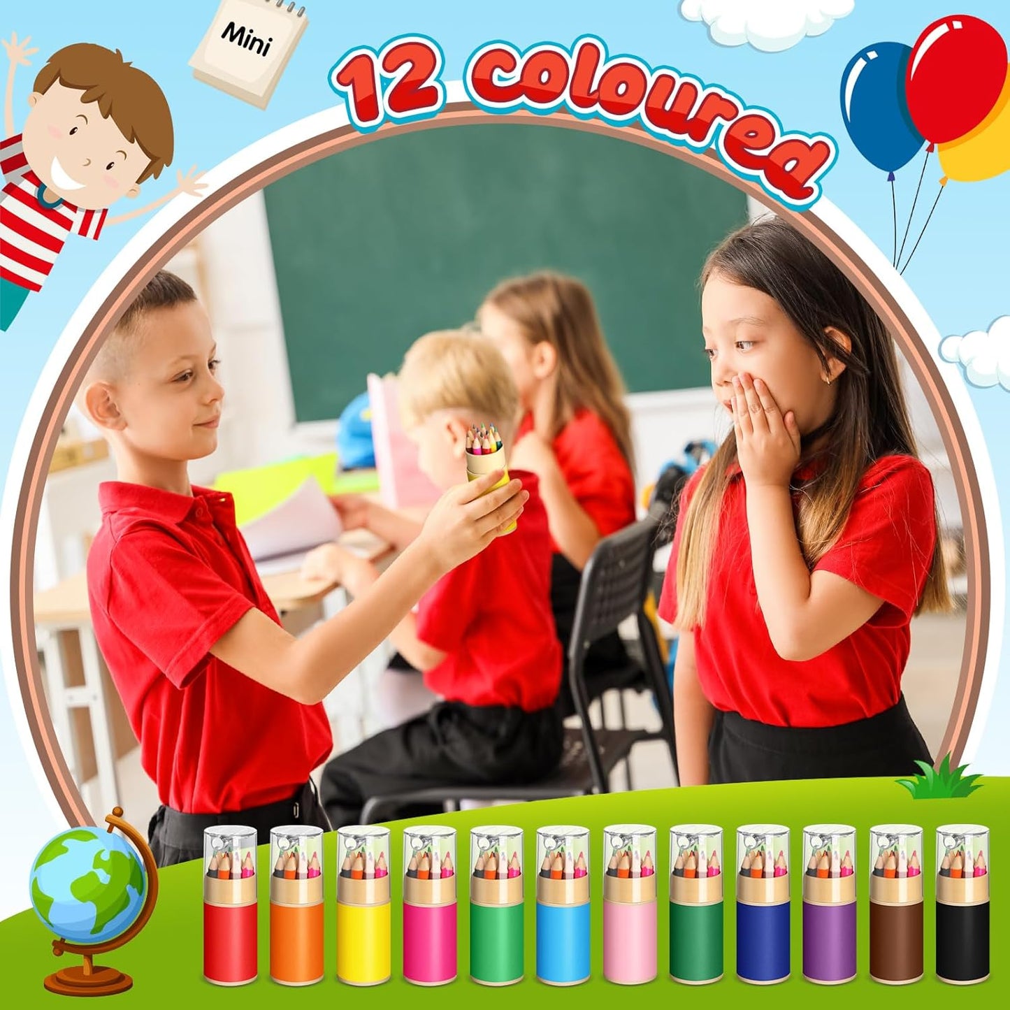 12 Sets Mini Drawing Colored Pencils Bulk with Sharpener for Kids 3.5" Small 12 Colors Travel Colored Portable Pencil Set Back to School Gifts for Students Adults Art Painting Classroom