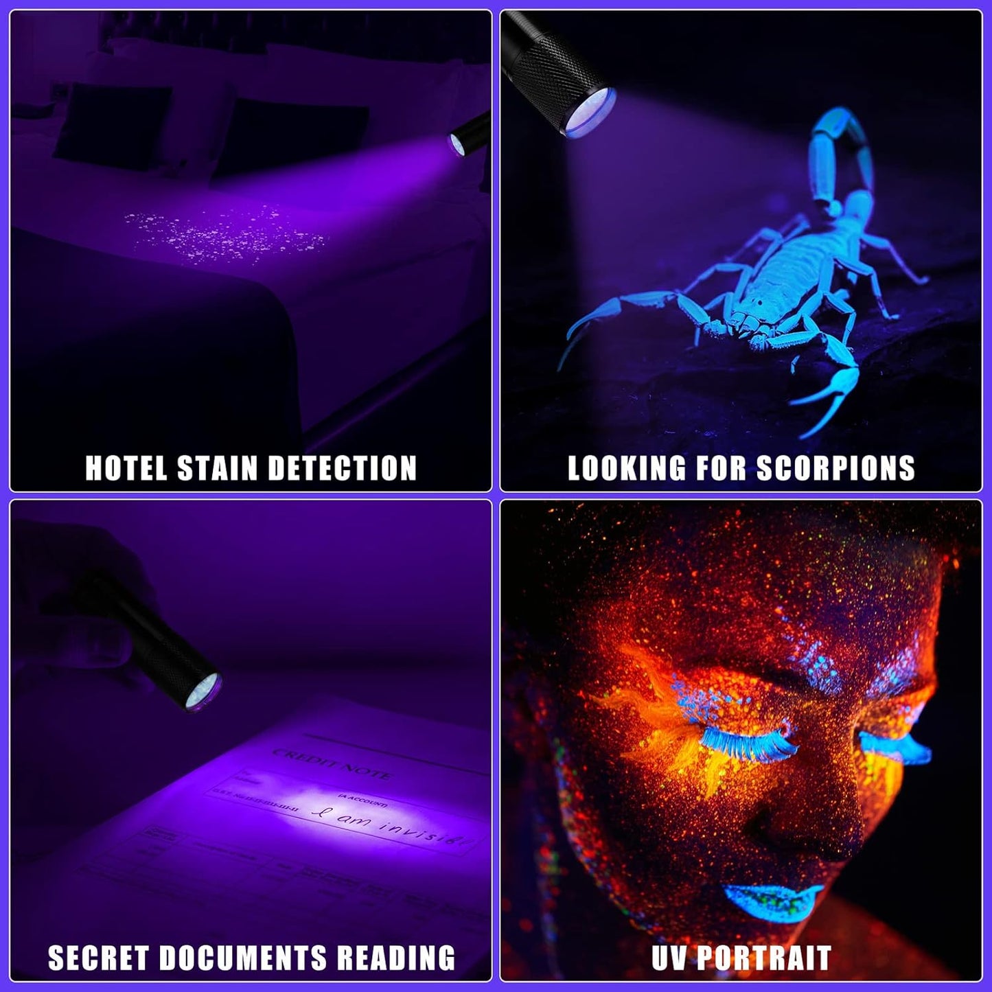 Hortsun Blacklight Flashlights Small UV Lights 395nm LED Portable Ultraviolet Light Detector Mini Flashlight Torch for Halloween Ghost Haunted House Dog Cat Pets Urine Stains Bed Bugs(15 Pcs)