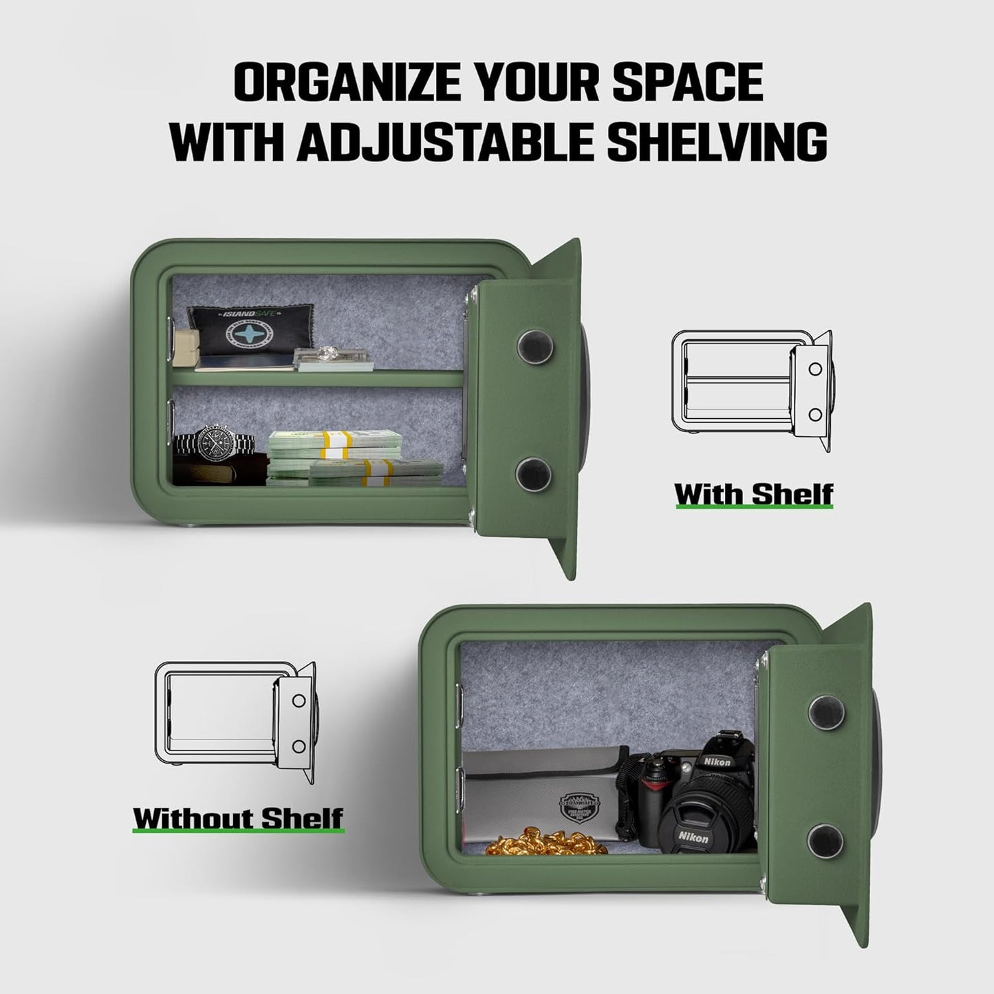 Home Safe Box, Digital Small Personal Safes, caja fuerte, Security Money Closet Electronic Lock Box with Keypad for Pistol Cash Jewelry, Document, Hotel, Dorm, Office (1.0cuft Green)