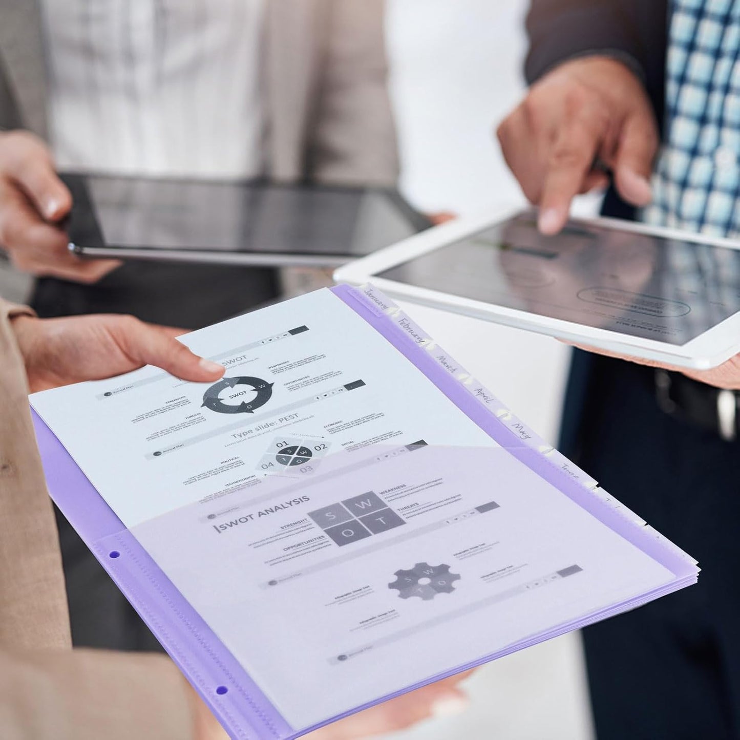 Koqye A4 Dividers for 3 Ring Binder, 8-Tab Purple Folder Dividers with Pockets, Durable Plastic Binder Dividers with Tabs, Plastic Binder Dividers for Binders (Purple - 1 Set)